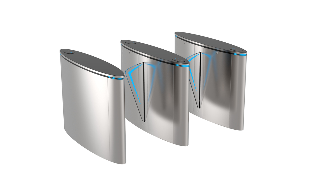 Stainless Steel Retractable Flap Barrier Gate Inframerah Anti Kliping Dengan Dua Sayap